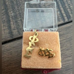 Vintage Phi Sigma Sigma Pin and Pendant 1980s Gold